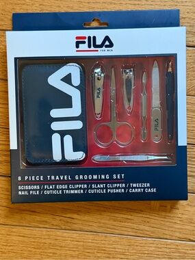 Fila Navy and White 8-Piece Travel Grooming Set